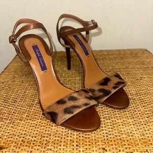 Ralph Lauren Purple Label Calf Hair Leather Sandal High Heels Made In Italy SZ 6